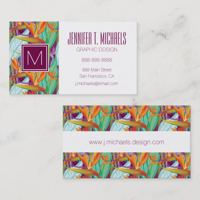 Strelitzia Pattern Business Card (Front/Back)