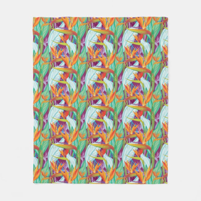 Strelitzia Pattern Fleece Blanket (Front)