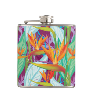 Strelitzia Pattern Hip Flask