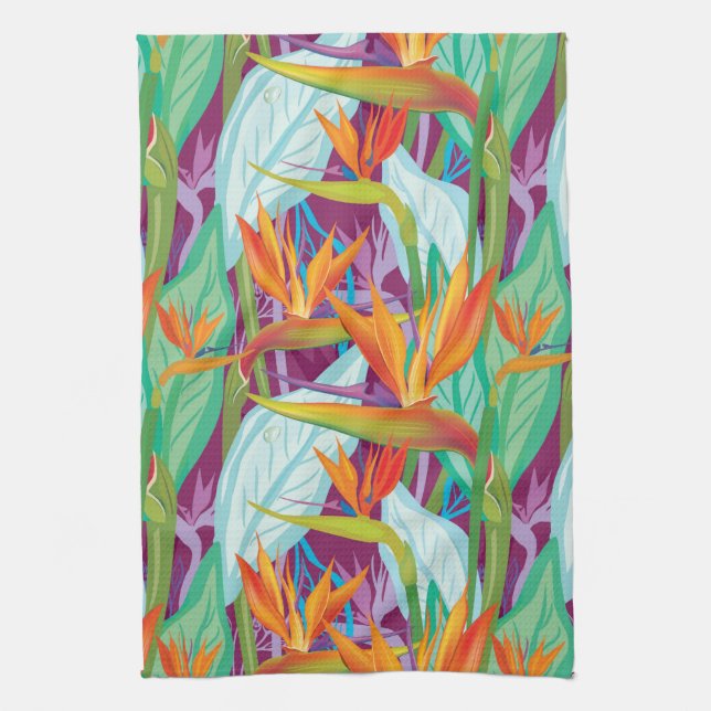 Strelitzia Pattern Tea Towel (Vertical)
