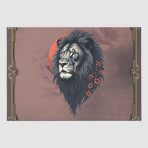 Strength and delicacy united, a black lion tissue paper