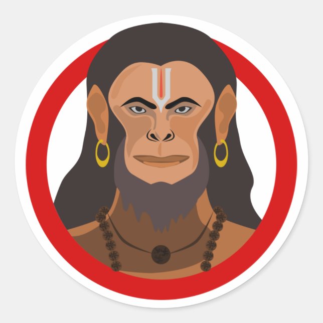 Strength and Devotion: Hanuman's Blessing Classic Round Sticker (Front)