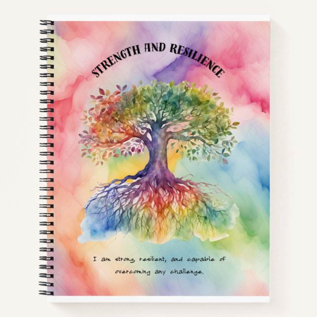 Strength and Resilience Positive Affirmation  Notebook (Front)