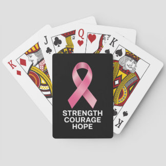 Strength Courage Hope – Cancer Awareness Survivor Playing Cards