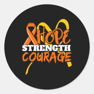 Strength Courage Leukaemia Cancer Awareness Ribbon Classic Round Sticker