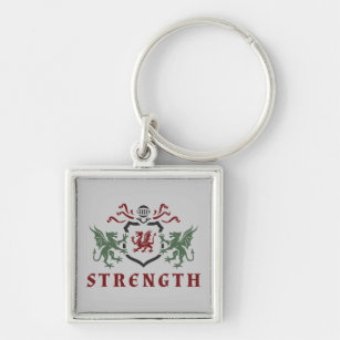 Strength Dragon Coat of Arms Key Ring
