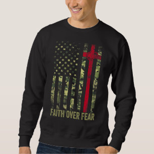 Strength Faith Christian Cross American Usa Flag Sweatshirt