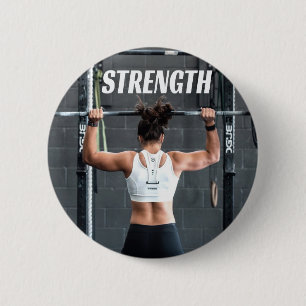 Strength Fittness Women Muscle Worout Motivational 6 Cm Round Badge