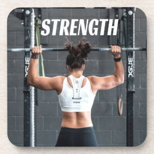 Strength Fittness Women Muscle Worout Motivational Coaster