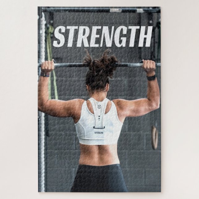 Strength Fittness Women Muscle Worout Motivational Jigsaw Puzzle (Vertical)