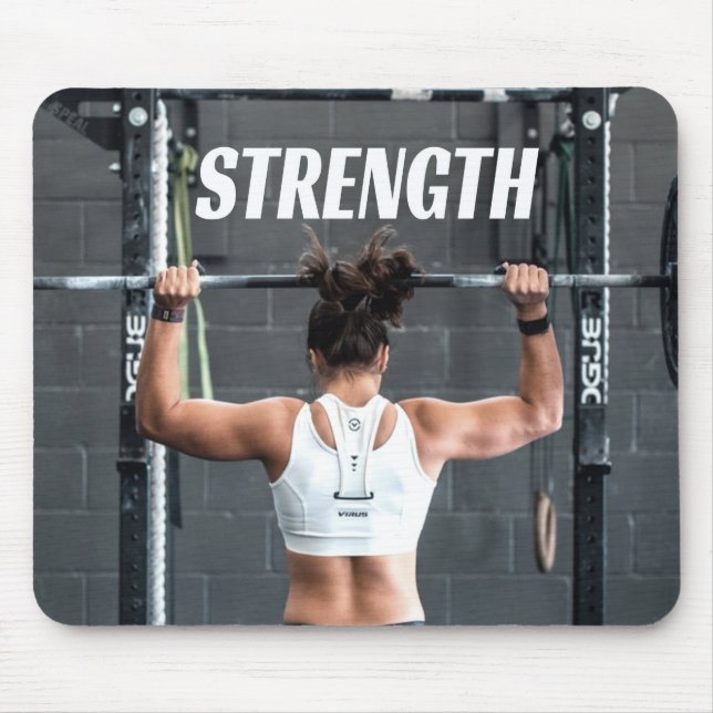 Strength Fittness Women Muscle Worout Motivational Mouse Pad (Front)