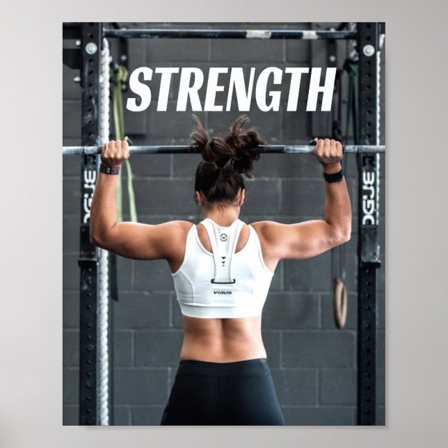 Strength Fittness Women Muscle Worout Motivational Poster (Front)