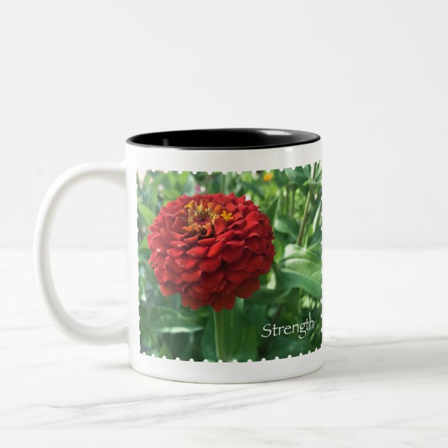 Strength Flower Art Two-Tone Coffee Mug (Left)