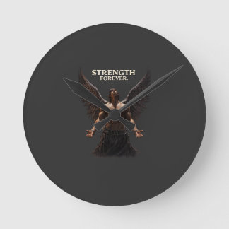 Strength Forever Dark Angel Design – Motivational  Round Clock