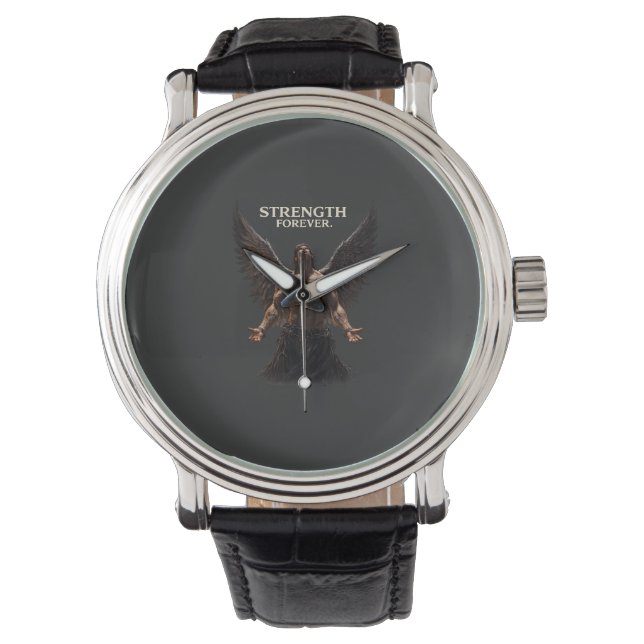 Strength Forever Dark Angel Design – Motivational  Watch (Front)