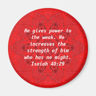 Strength From God Bible Verses Quote Isaiah 40:29 Magnet