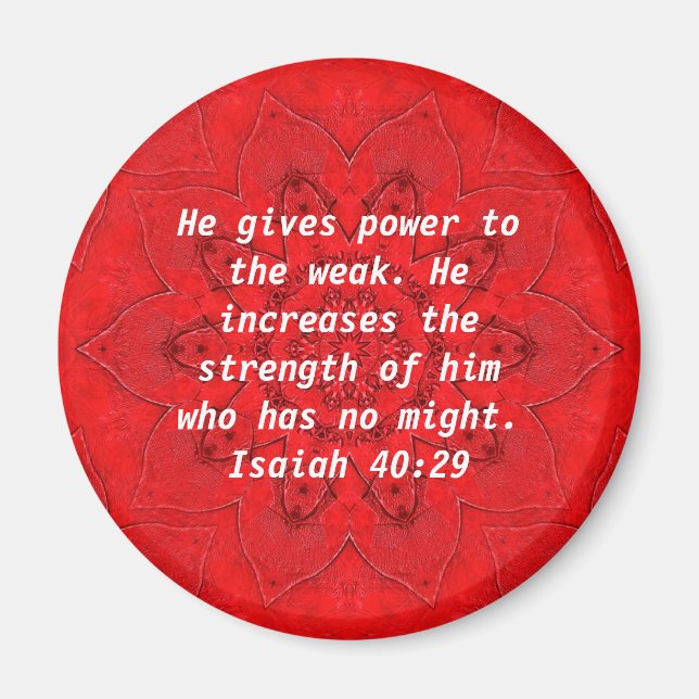 Strength From God Bible Verses Quote Isaiah 40:29 Magnet (Front)