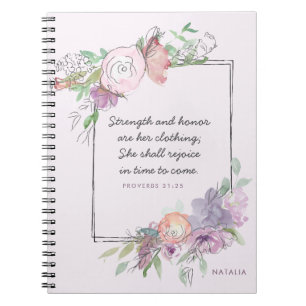 Strength & Honor Proverbs 31 Pastel Floral Frame Notebook