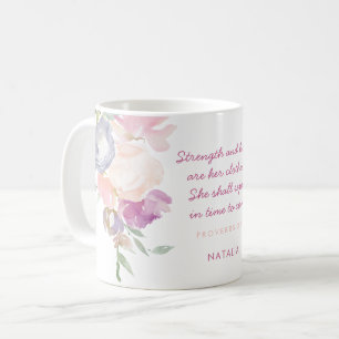 Strength & Honour Proverbs 31 Pastel Floral Coffee Mug