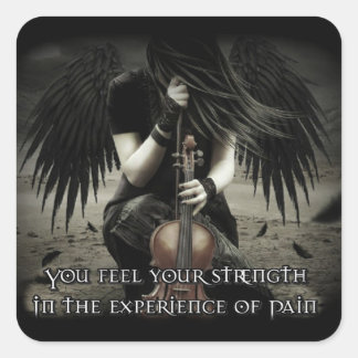 "Strength In Pain" Angel Square Sticker