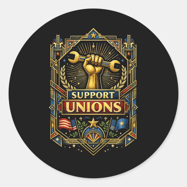 Strength in Solidarity Classic Round Sticker (Front)