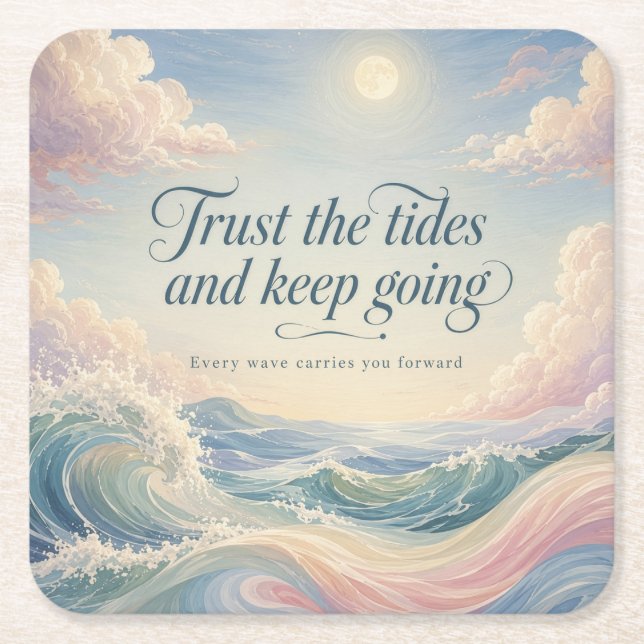 Strength in the Swell Square Paper Coaster (Front)