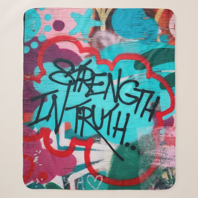 Strength In Truth graffiti Sherpa Blanket (Front)