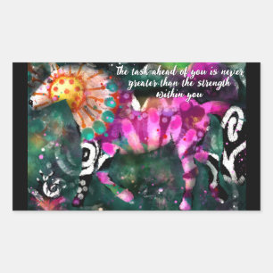 Strength Inspirational Abstract Whimsical Horse Rectangular Sticker
