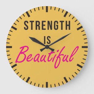 Strength Is Beautiful - Female Gym Motivation Large Clock