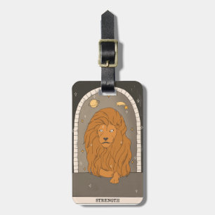 Strength major arcana tarot card lion luggage tag
