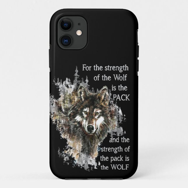 Strength of Wolf is Pack Family Quote  Customise Case-Mate iPhone Case (Back)