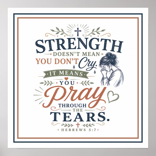 Strength Praying Through Tears Spiritual Quote Poster (Front)