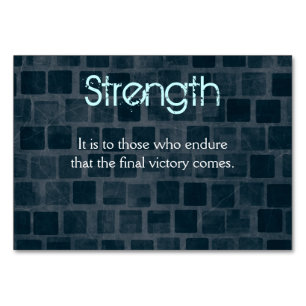 Strength Quote on a Brick Wall Texture Table Number