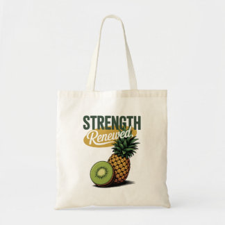 Strength Renewed Pineapple Kiwi Retro Shirt Tote Bag