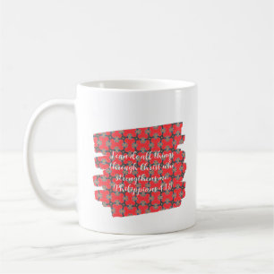Strength Scripture Red Floral Pattern Coffee Mug