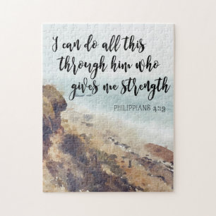 Strength spiritual quote seascape watercolour jigsaw puzzle