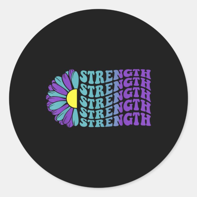 Strength, Suicide Awareness Sunflower  Classic Round Sticker (Front)