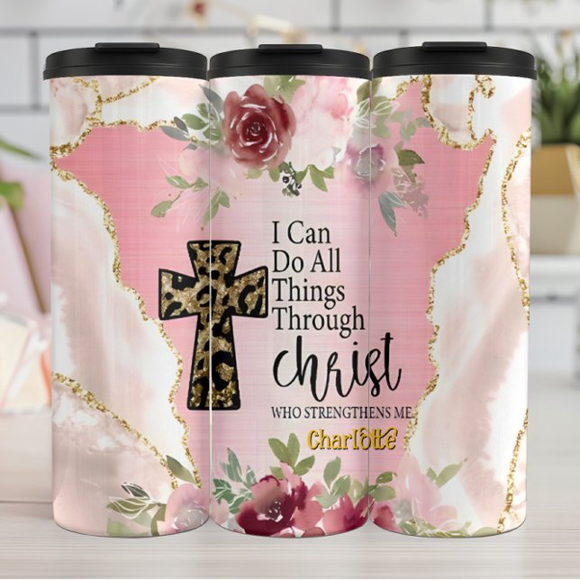 Strength Through Christ: Leopard Cross Thermal Tumbler (Creator Uploaded)