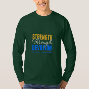 Strength Through Devotion Fitness Typography T-Shirt