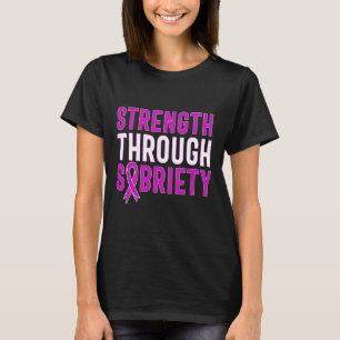 Strength Through Sobriety End Addiction Purple Rib T-Shirt