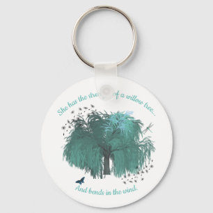Strength Willow Tree Quote Inspirational Key Ring