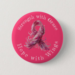 Strength with Grace – Breast Cancer Awareness 6 Cm Round Badge