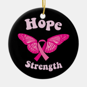 Strength Women Cancer Awareness Breast Cancer  Ceramic Ornament