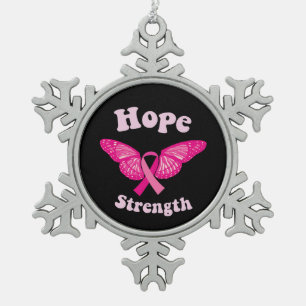 Strength Women Cancer Awareness Breast Cancer  Snowflake Pewter Christmas Ornament