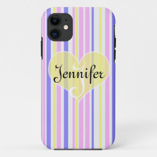 Strepen patroon (paars, geel ,wit en roze) iPhone 11 case
