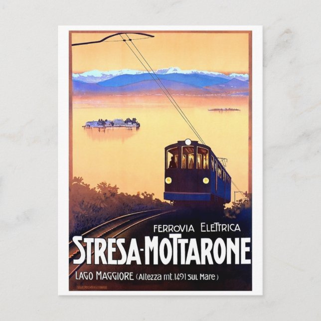 Stresa-Mottarone electric railway, Italy, vintage Postcard (Front)