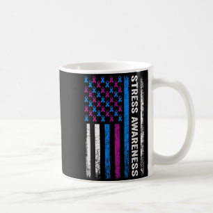 Stress Awareness Month Blue Purple Ribbons Mental Coffee Mug