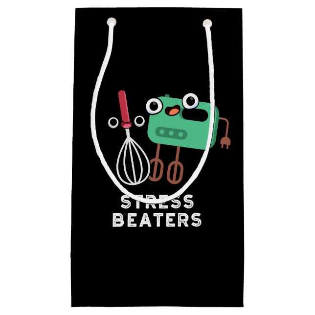 Stress Beaters Funny Baking Whisk Pun Dark BG Small Gift Bag (Front)