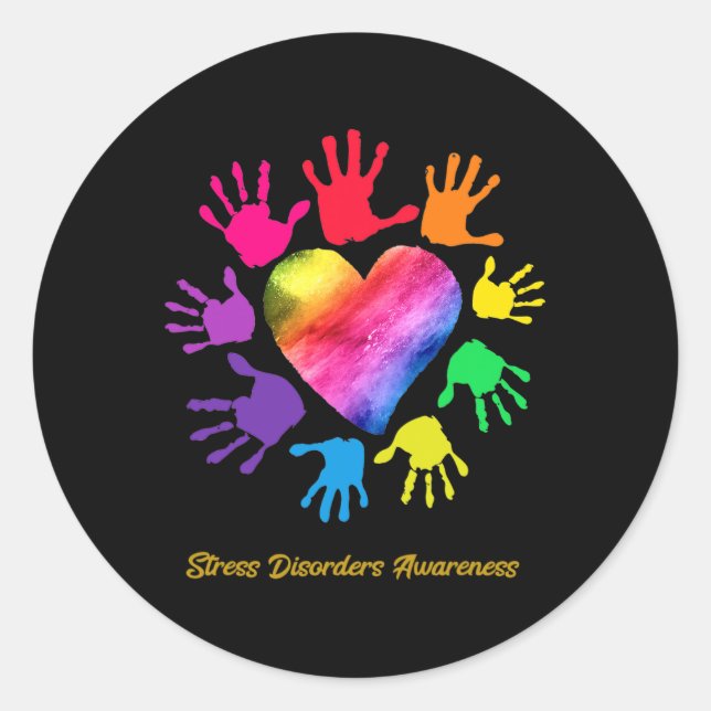 Stress Disorders Awareness Hands Stress Disorders  Classic Round Sticker (Front)