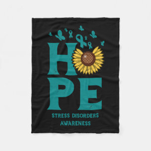 Stress Disorders Teal Hope Vintage Sunflower Aware Fleece Blanket